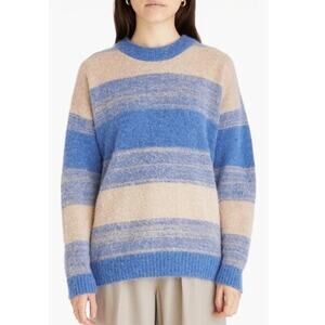 Madewell Space Dyed Otis Pullover Sweater Blue Cream Stripe Small